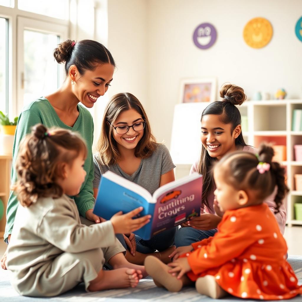 Bilingual staff reading with children